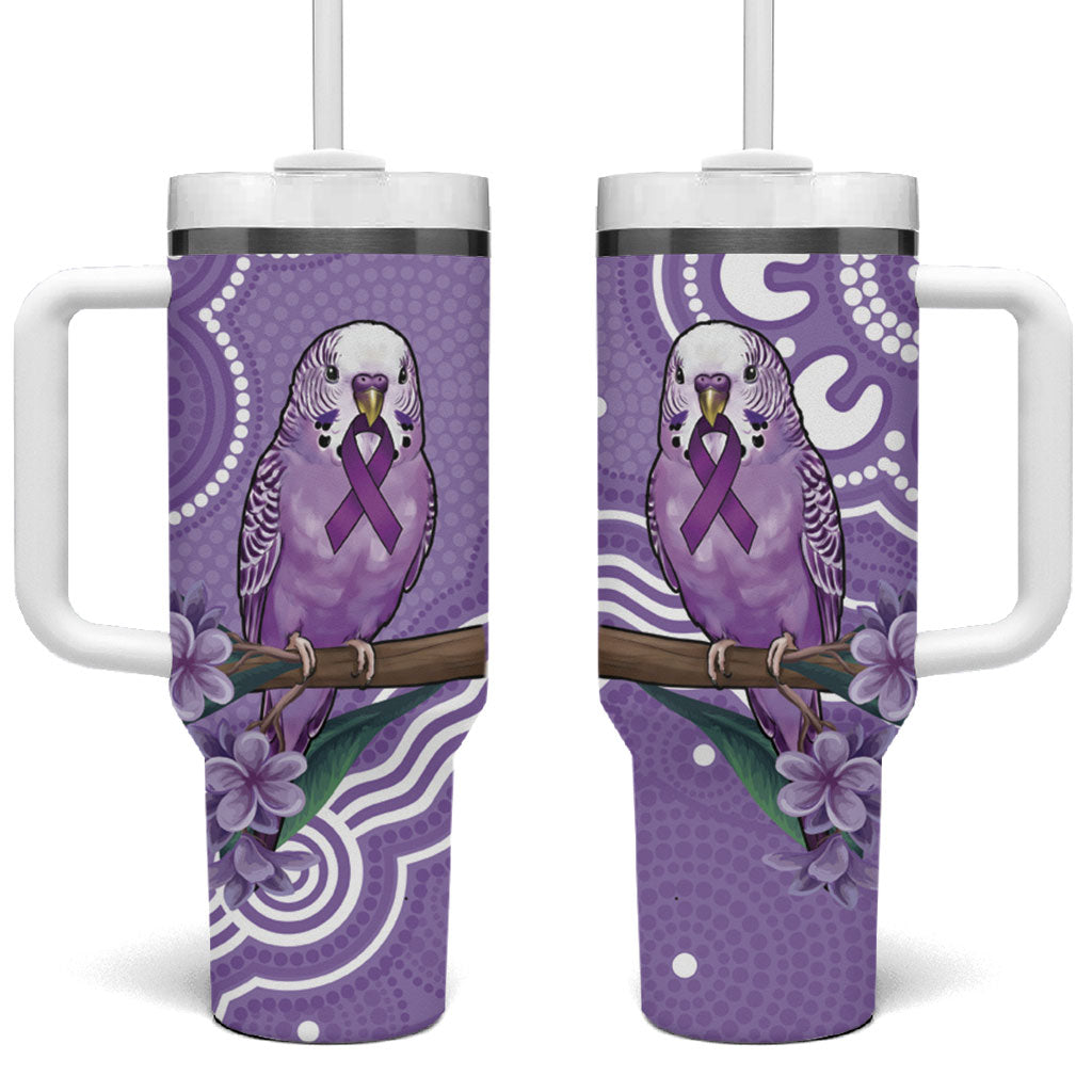 Australia Epilepsy Support Tumbler With Handle Purple Budgerigar Plumeria Aboriginal