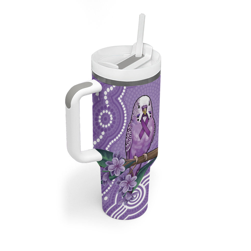 Australia Epilepsy Support Tumbler With Handle Purple Budgerigar Plumeria Aboriginal