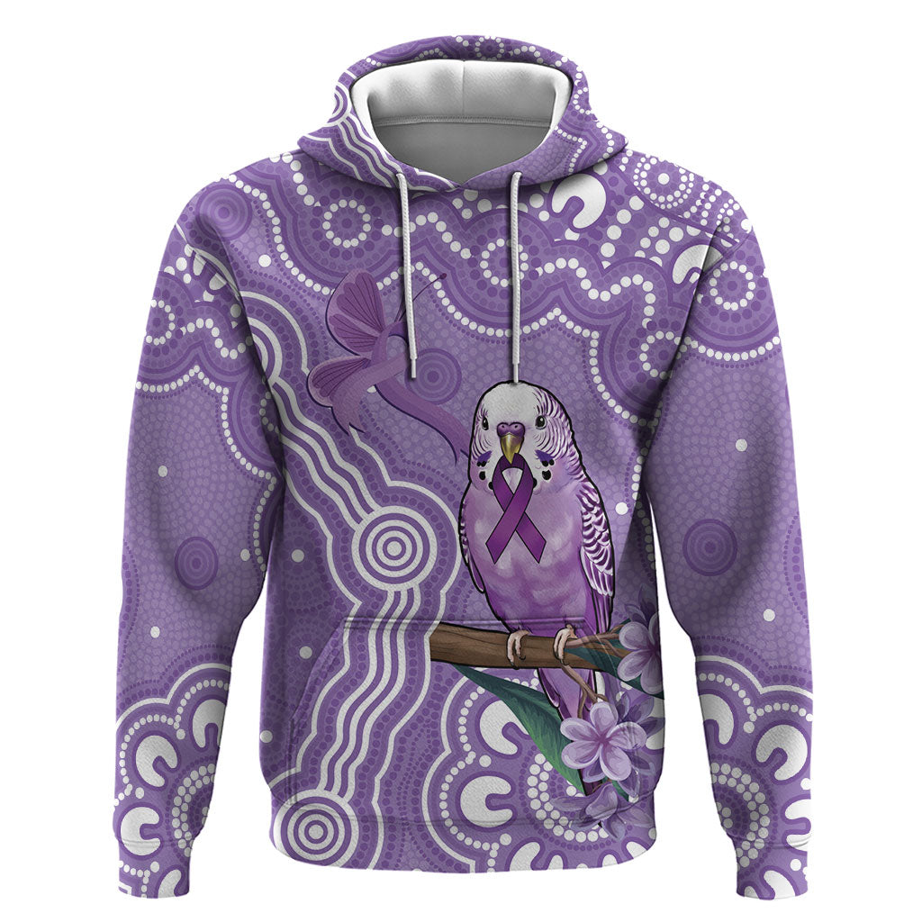 Australia Epilepsy Support Zip Hoodie Purple Budgerigar Plumeria Aboriginal