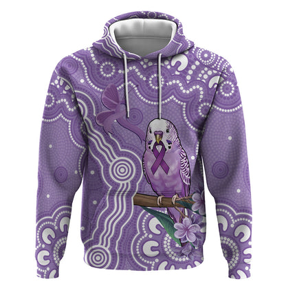 Australia Epilepsy Support Zip Hoodie Purple Budgerigar Plumeria Aboriginal