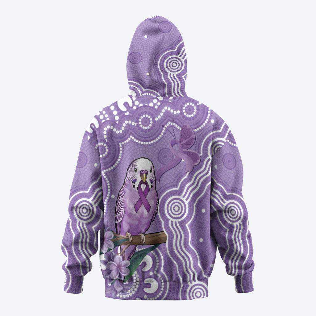 Australia Epilepsy Support Zip Hoodie Purple Budgerigar Plumeria Aboriginal