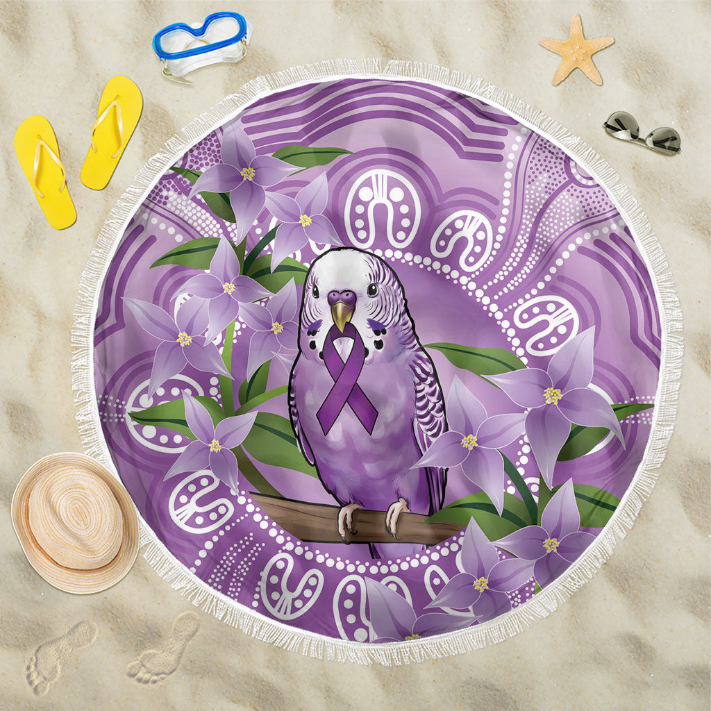 Epilepsy Support Budgerigar Australia Beach Blanket Budgie Purple Ribbon Boronia Aboriginal