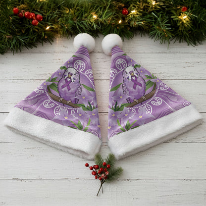 Epilepsy Support Budgerigar Australia Christmas Santa Hat Budgie Purple Ribbon Boronia Aboriginal