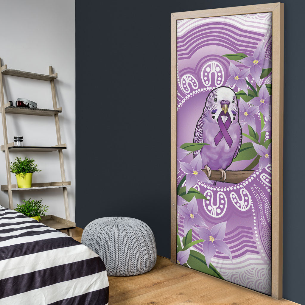 Epilepsy Support Budgerigar Australia Door Cover Budgie Purple Ribbon Boronia Aboriginal