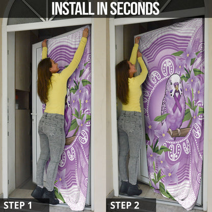 Epilepsy Support Budgerigar Australia Door Cover Budgie Purple Ribbon Boronia Aboriginal