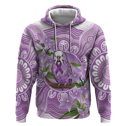 Epilepsy Support Budgerigar Australia Hoodie Budgie Purple Ribbon Boronia Aboriginal