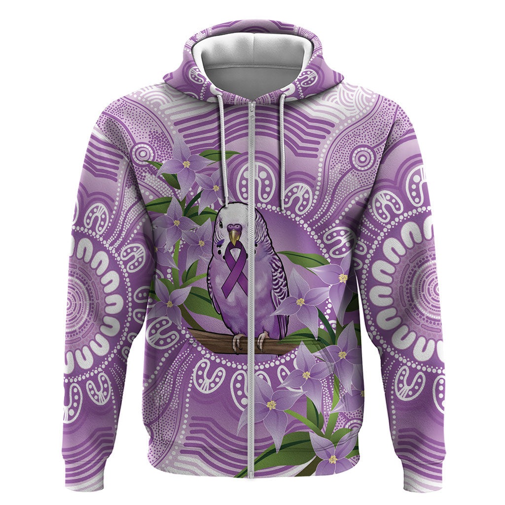 Epilepsy Support Budgerigar Australia Hoodie Budgie Purple Ribbon Boronia Aboriginal