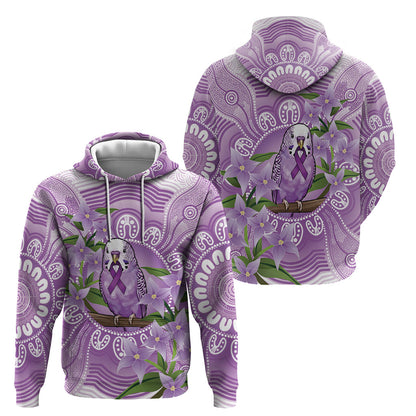 Epilepsy Support Budgerigar Australia Hoodie Budgie Purple Ribbon Boronia Aboriginal