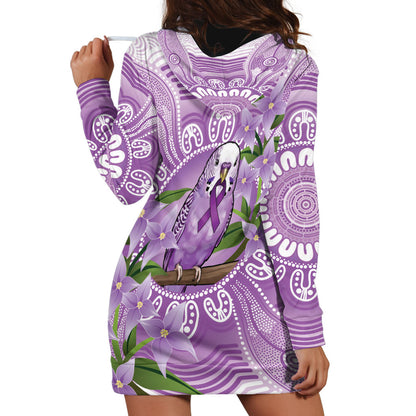 Epilepsy Support Budgerigar Australia Hoodie Dress Budgie Purple Ribbon Boronia Aboriginal