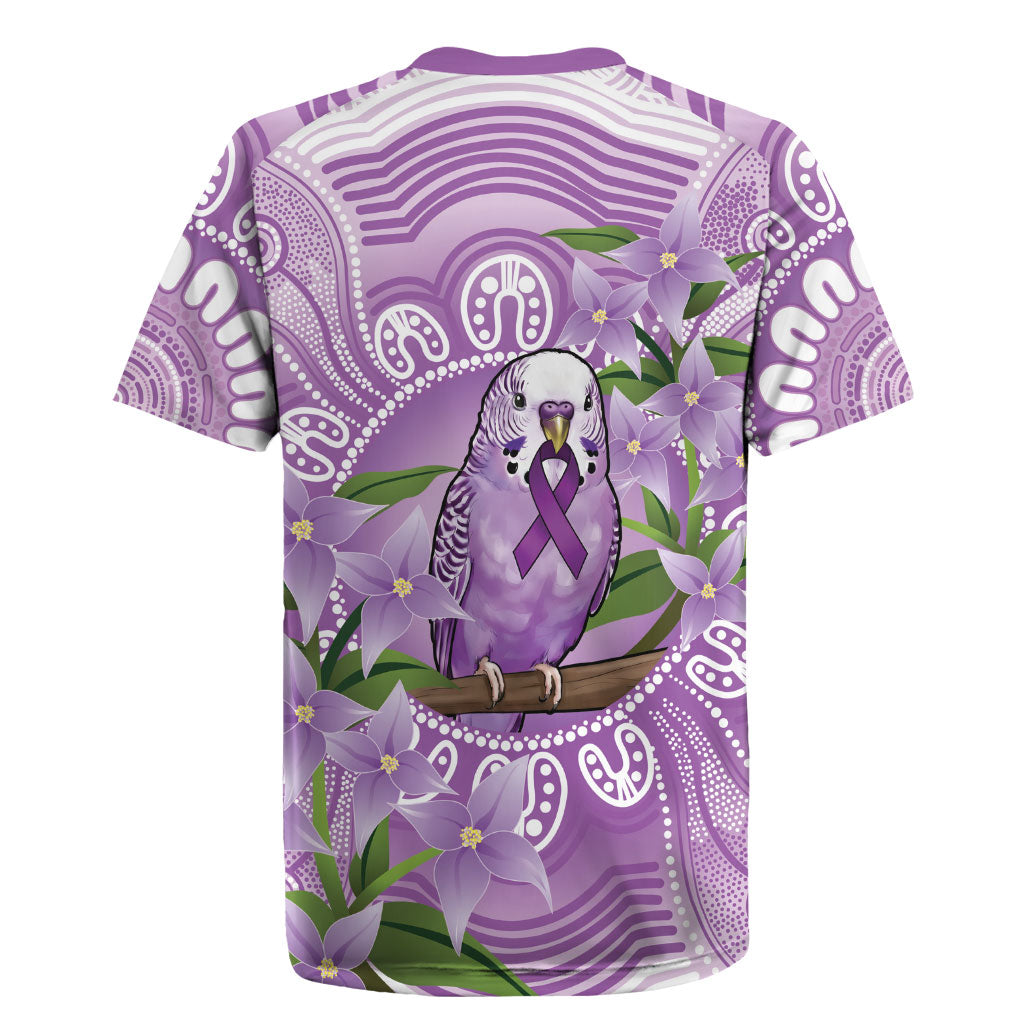Epilepsy Support Budgerigar Australia Rugby Jersey Budgie Purple Ribbon Boronia Aboriginal