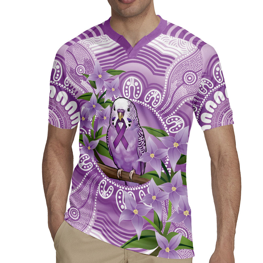 Epilepsy Support Budgerigar Australia Rugby Jersey Budgie Purple Ribbon Boronia Aboriginal