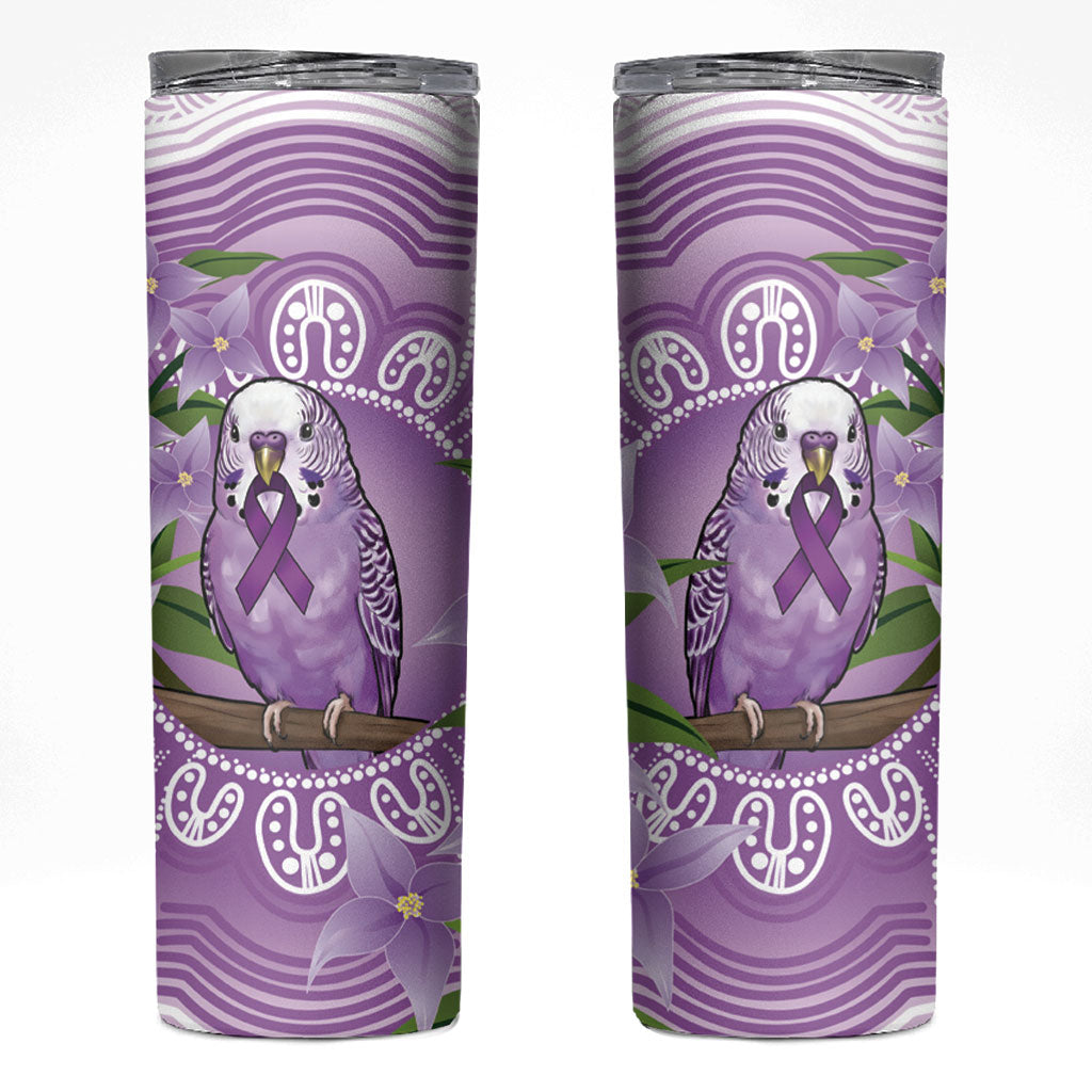 Epilepsy Support Budgerigar Australia Skinny Tumbler Budgie Purple Ribbon Boronia Aboriginal