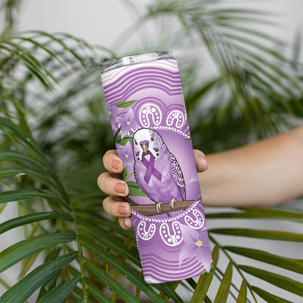 Epilepsy Support Budgerigar Australia Skinny Tumbler Budgie Purple Ribbon Boronia Aboriginal