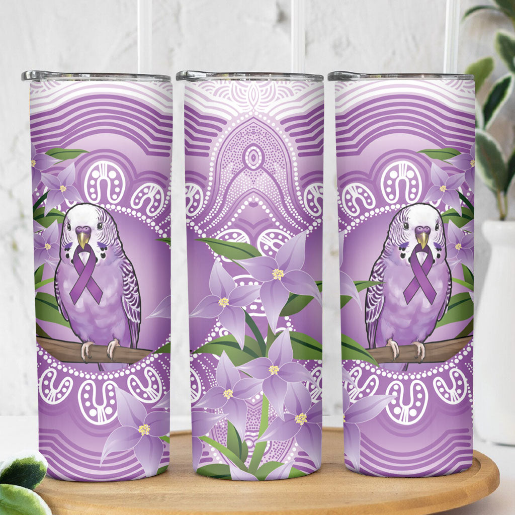 Epilepsy Support Budgerigar Australia Skinny Tumbler Budgie Purple Ribbon Boronia Aboriginal