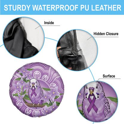 Epilepsy Support Budgerigar Australia Spare Tire Cover Budgie Purple Ribbon Boronia Aboriginal