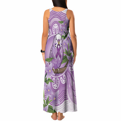 Epilepsy Support Budgerigar Australia Tank Maxi Dress Budgie Purple Ribbon Boronia Aboriginal