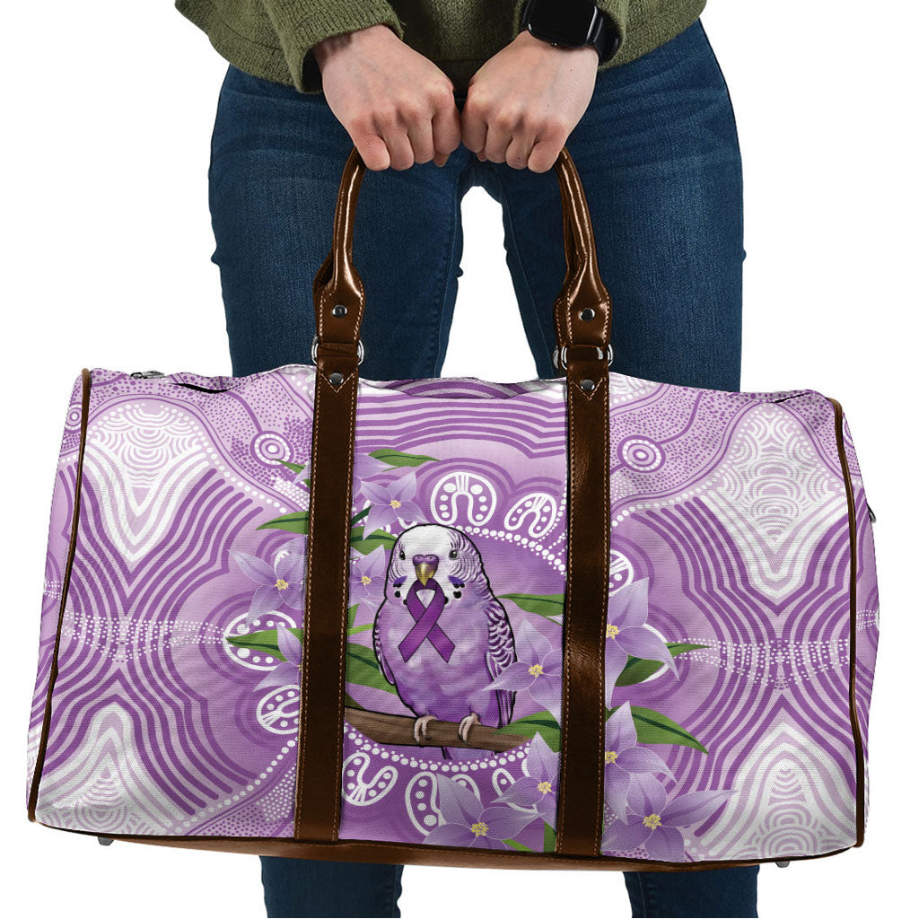 Epilepsy Support Budgerigar Australia Travel Bag Budgie Purple Ribbon Boronia Aboriginal