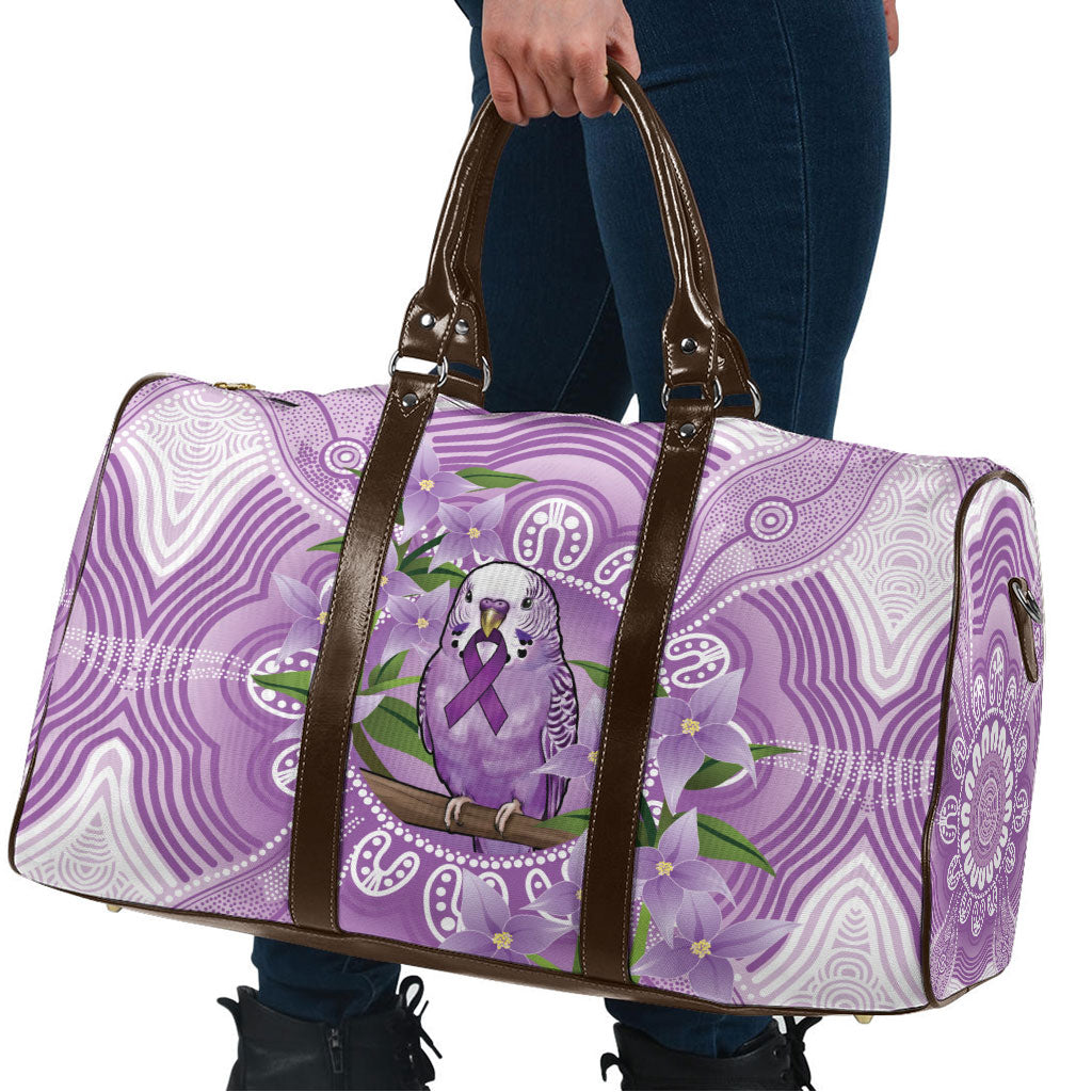 Epilepsy Support Budgerigar Australia Travel Bag Budgie Purple Ribbon Boronia Aboriginal