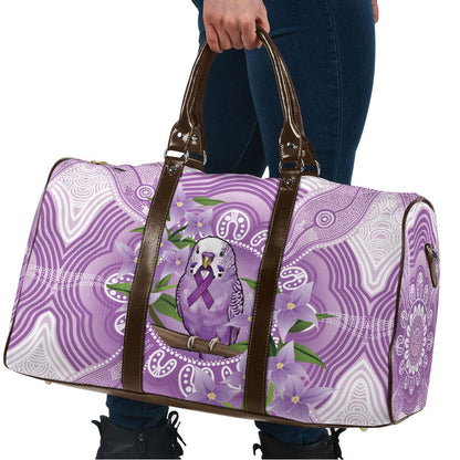 Epilepsy Support Budgerigar Australia Travel Bag Budgie Purple Ribbon Boronia Aboriginal