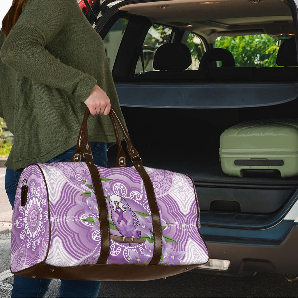 Epilepsy Support Budgerigar Australia Travel Bag Budgie Purple Ribbon Boronia Aboriginal