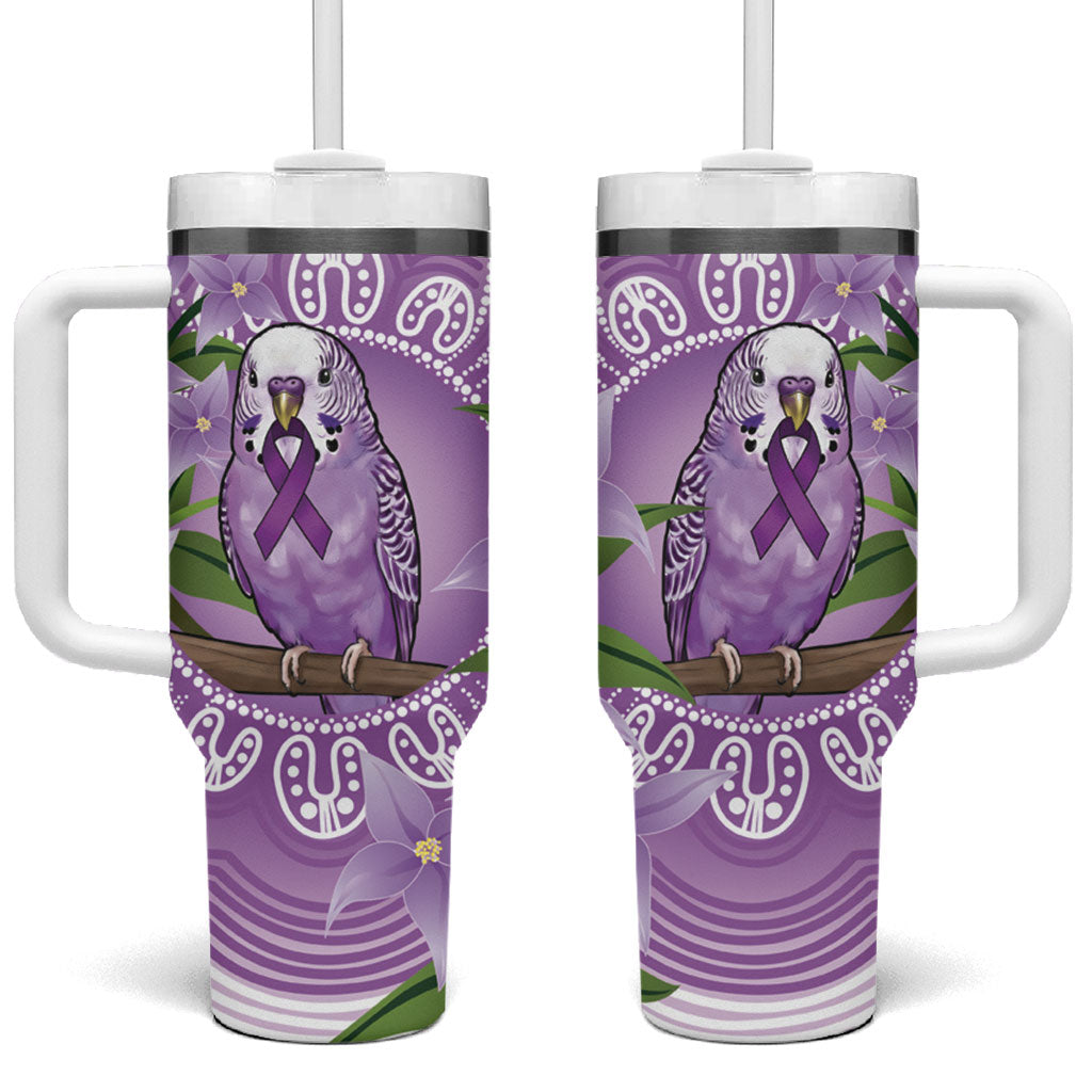 Epilepsy Support Budgerigar Australia Tumbler With Handle Budgie Purple Ribbon Boronia Aboriginal