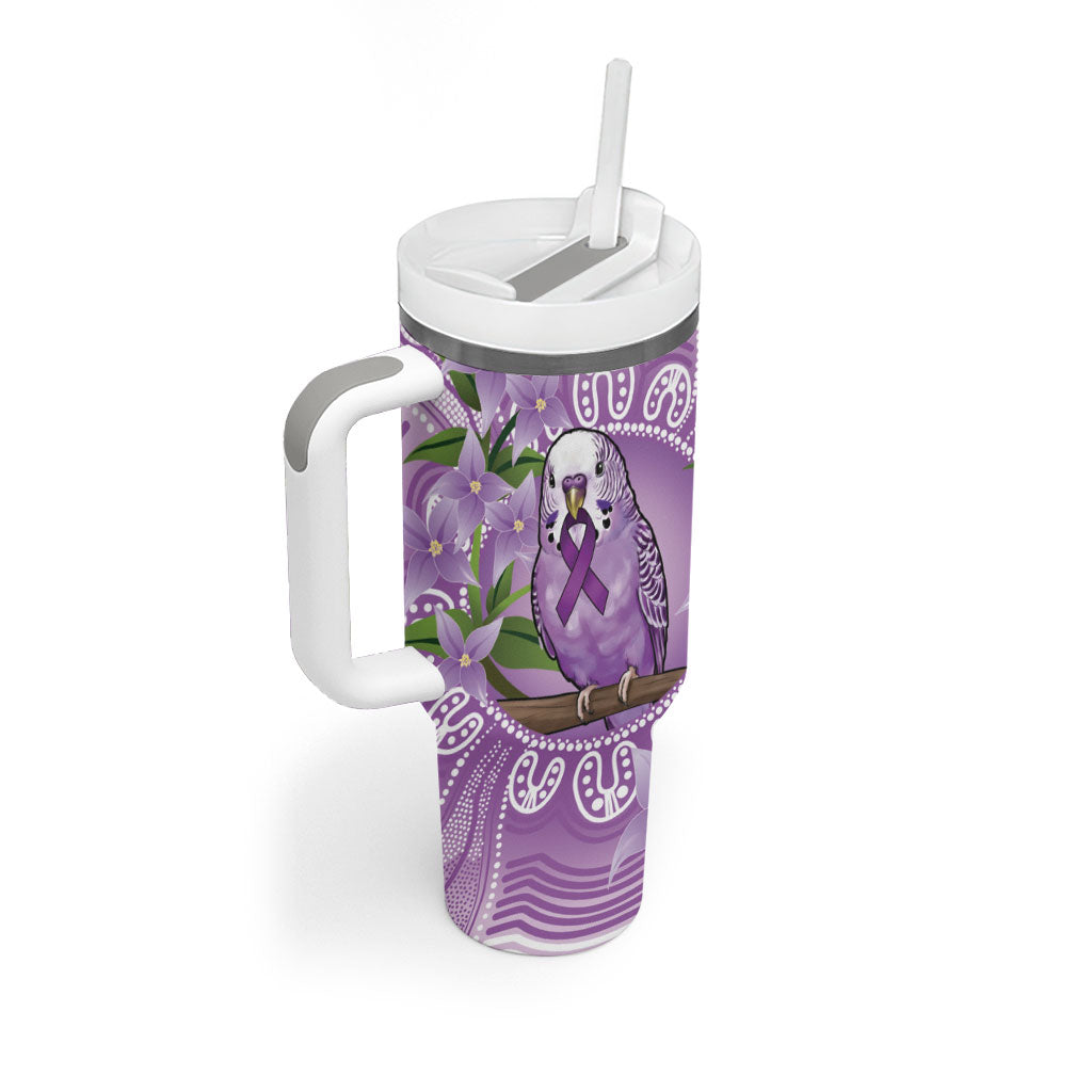 Epilepsy Support Budgerigar Australia Tumbler With Handle Budgie Purple Ribbon Boronia Aboriginal