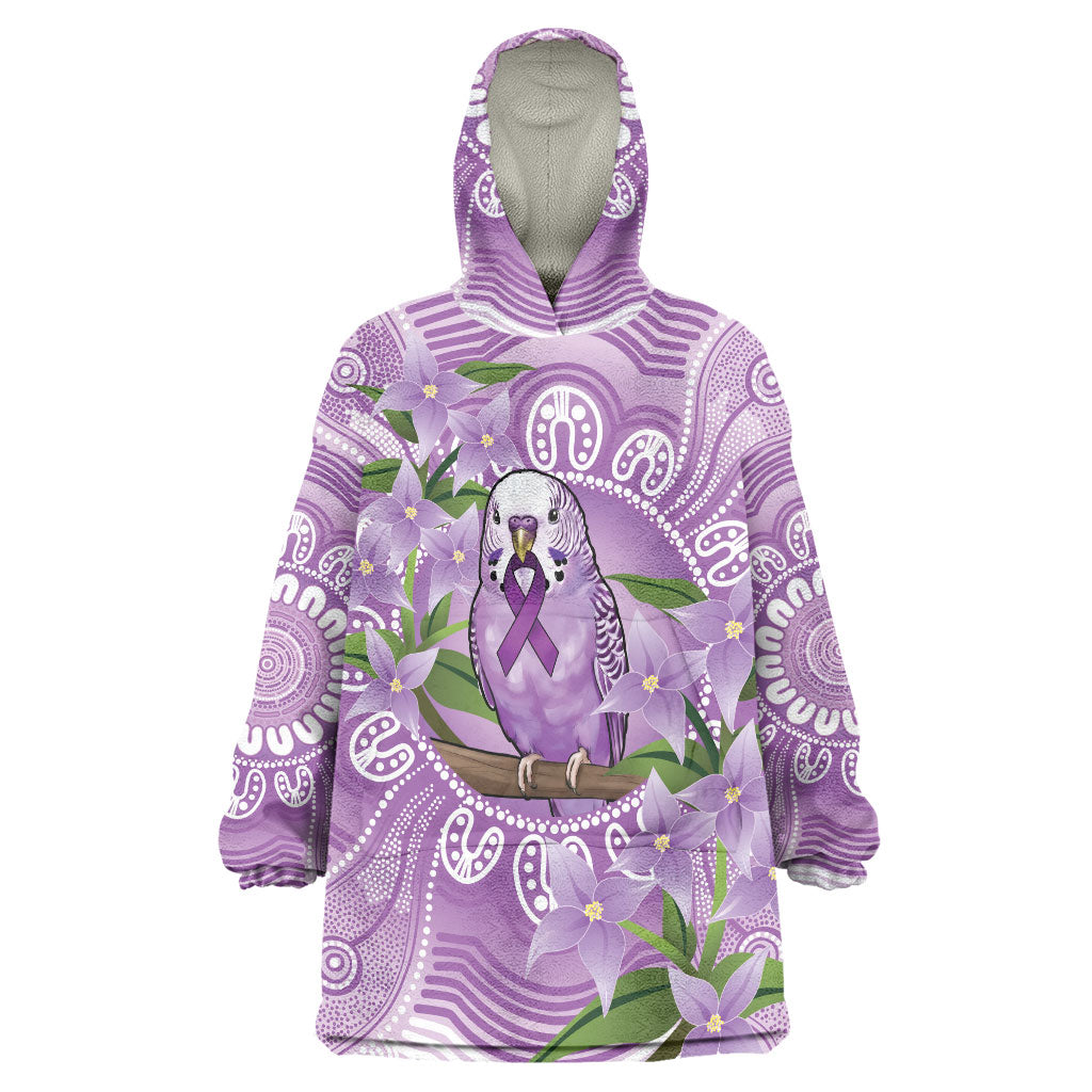 Epilepsy Support Budgerigar Australia Wearable Blanket Hoodie Budgie Purple Ribbon Boronia Aboriginal