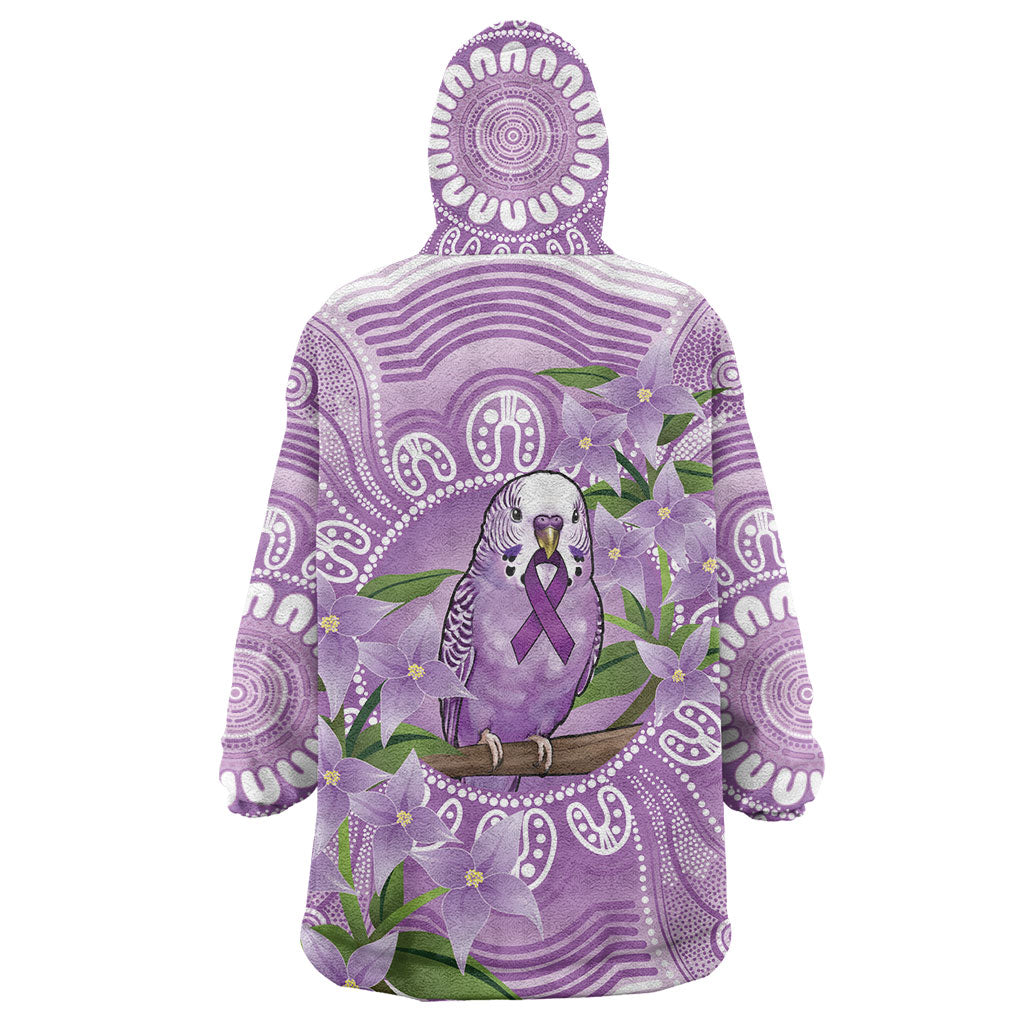 Epilepsy Support Budgerigar Australia Wearable Blanket Hoodie Budgie Purple Ribbon Boronia Aboriginal