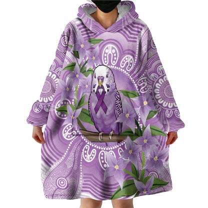 Epilepsy Support Budgerigar Australia Wearable Blanket Hoodie Budgie Purple Ribbon Boronia Aboriginal