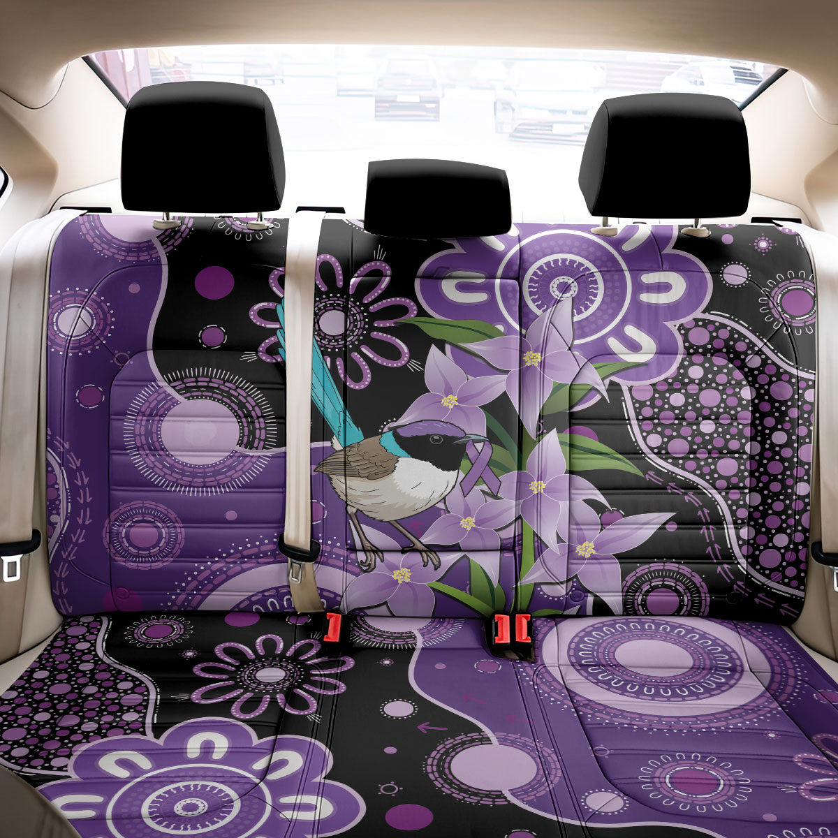 Australia Epilepsy Support Back Car Seat Cover Purple-crowned Fairywren Boronia Aboriginal