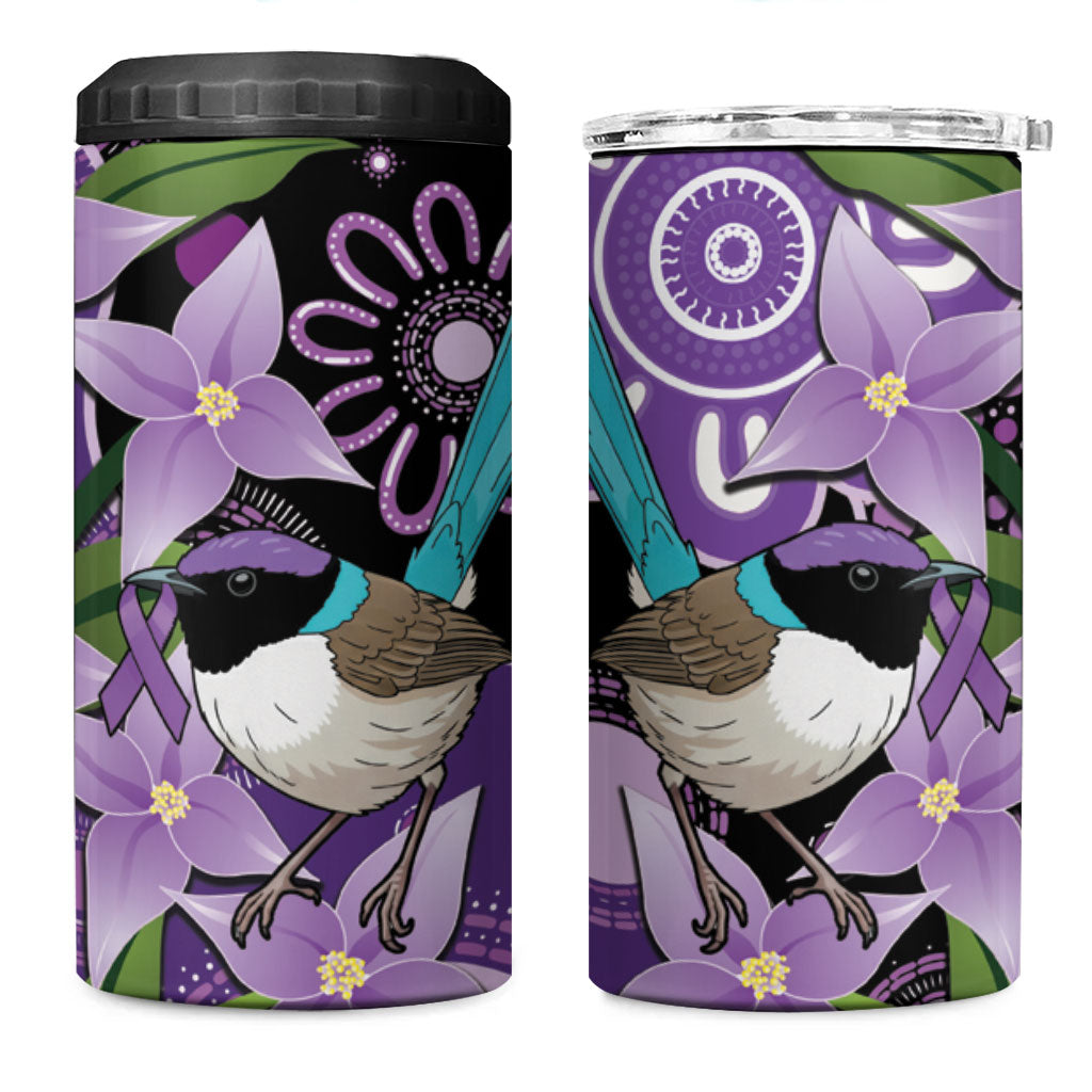 Australia Epilepsy Support 4 in 1 Can Cooler Tumbler Purple-crowned Fairywren Boronia Aboriginal