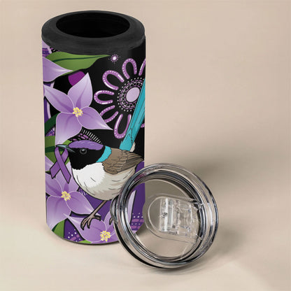 Australia Epilepsy Support 4 in 1 Can Cooler Tumbler Purple-crowned Fairywren Boronia Aboriginal
