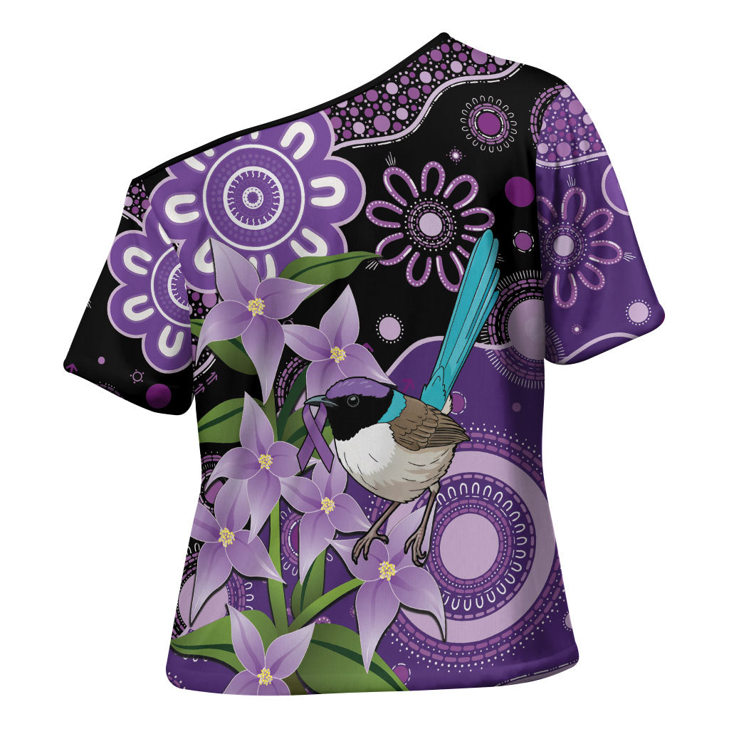 Australia Epilepsy Support Cross Shoulder Shirt Purple-crowned Fairywren Boronia Aboriginal