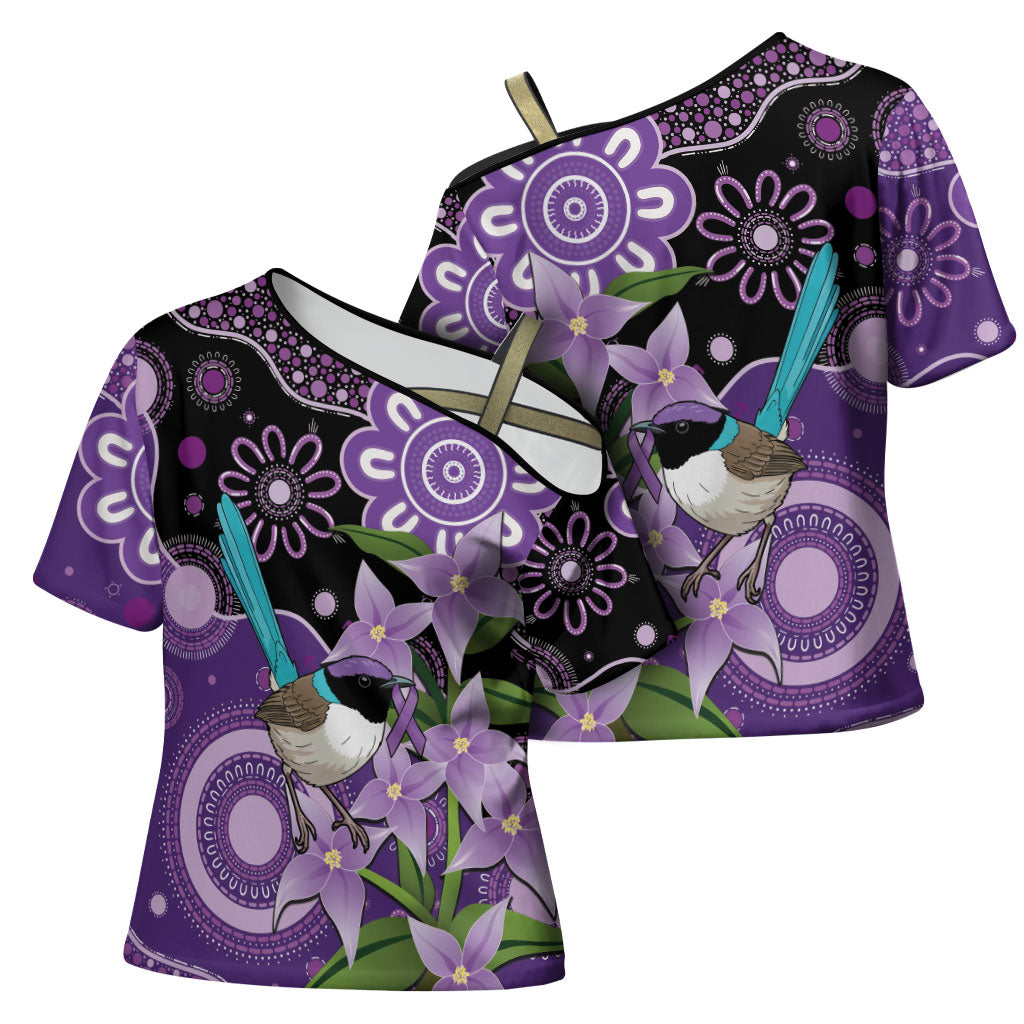 Australia Epilepsy Support Cross Shoulder Shirt Purple-crowned Fairywren Boronia Aboriginal