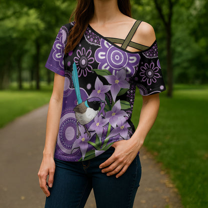 Australia Epilepsy Support Cross Shoulder Shirt Purple-crowned Fairywren Boronia Aboriginal