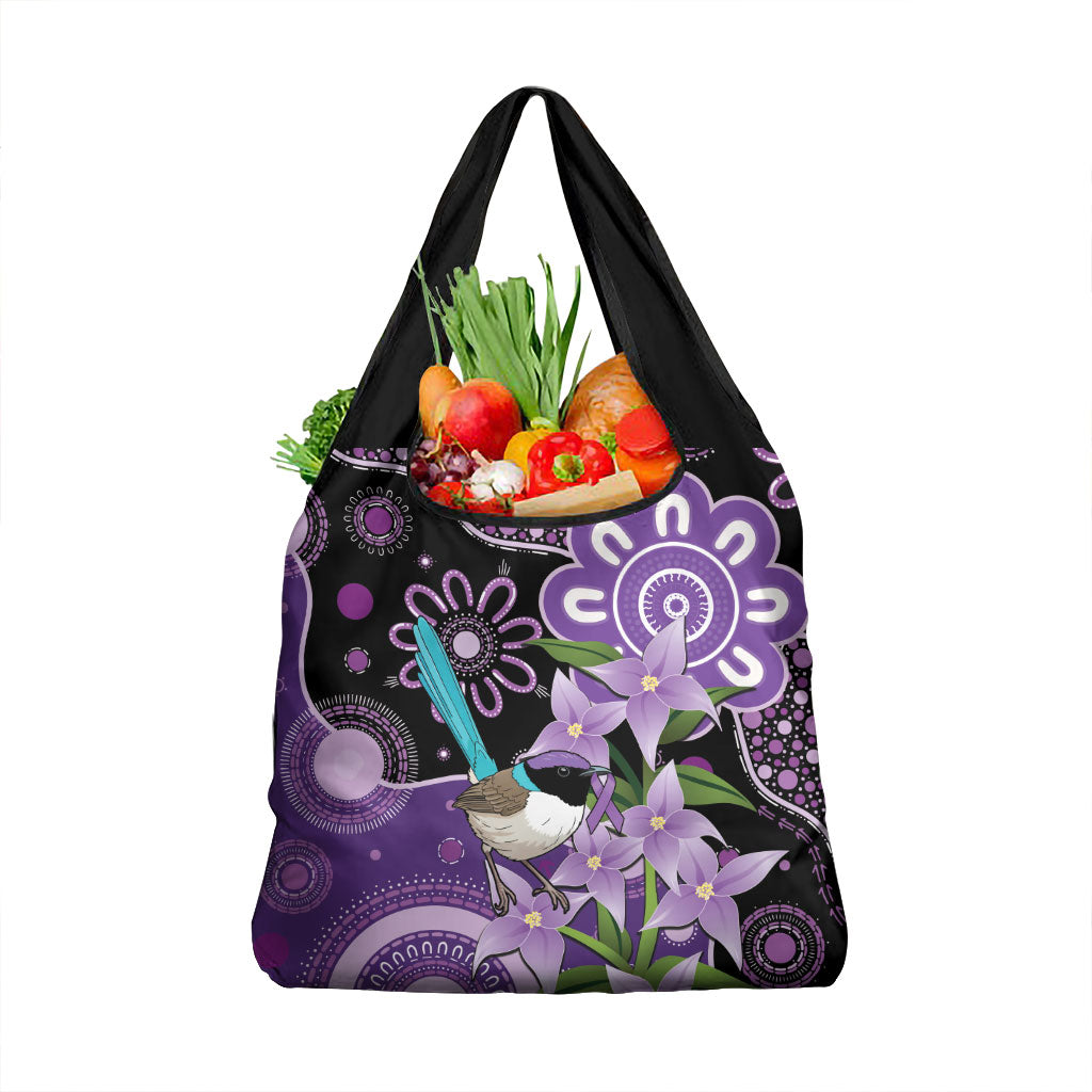 Australia Epilepsy Support Grocery Bag Purple-crowned Fairywren Boronia Aboriginal