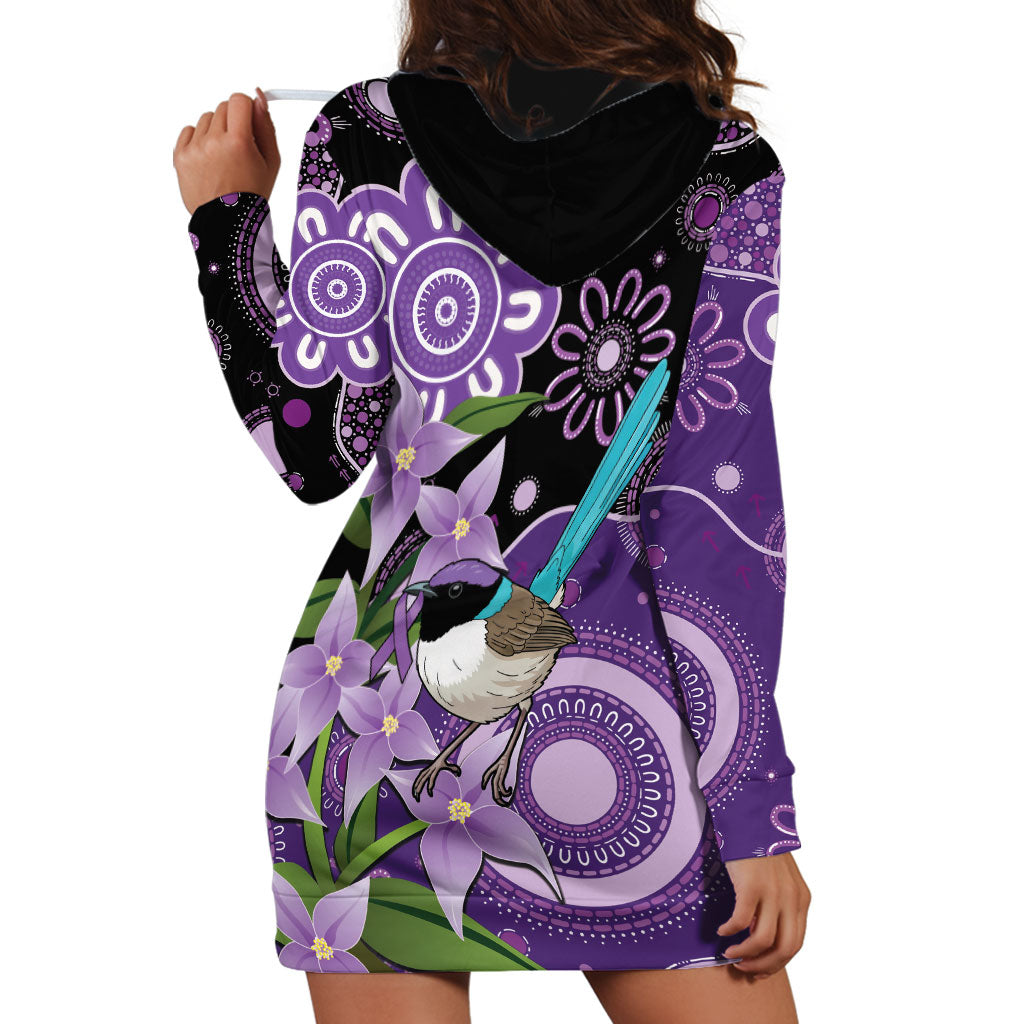 Australia Epilepsy Support Hoodie Dress Purple-crowned Fairywren Boronia Aboriginal