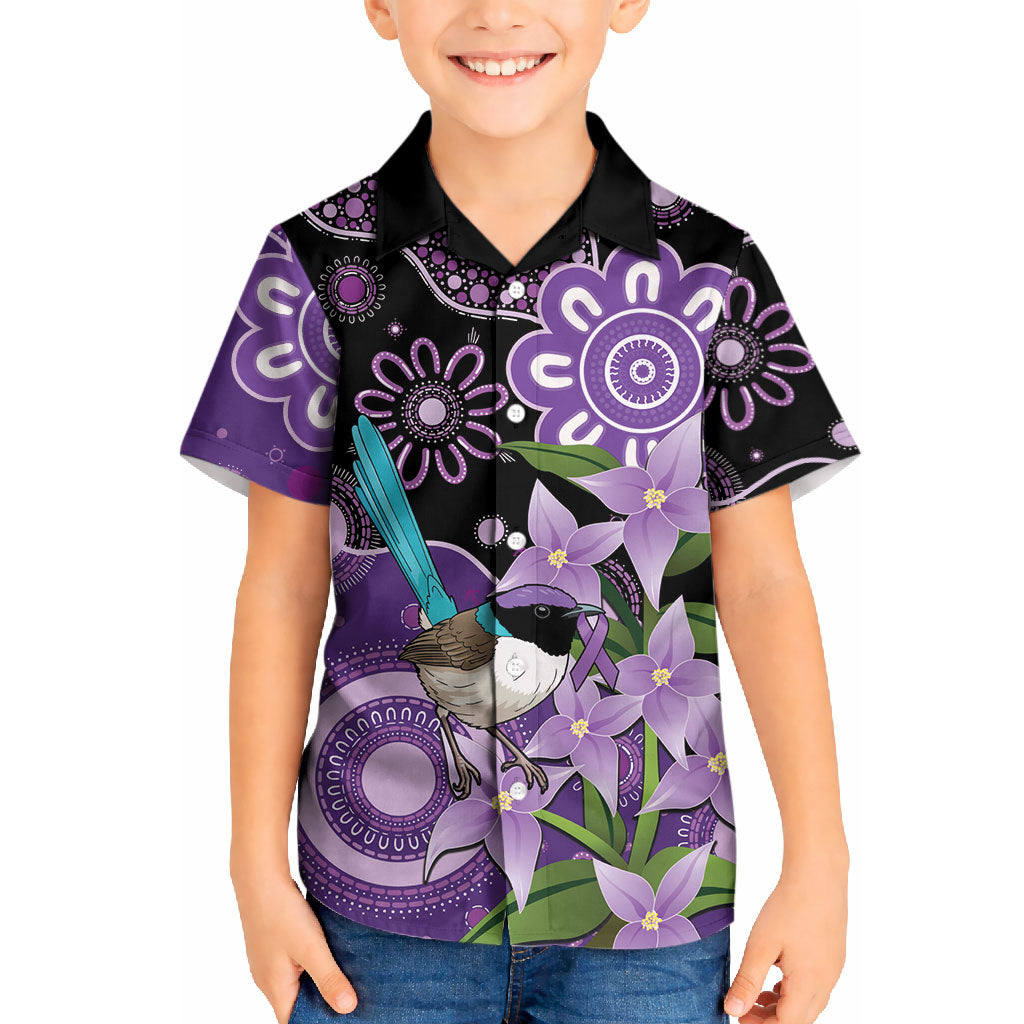 Australia Epilepsy Support Kid Hawaiian Shirt Purple-crowned Fairywren Boronia Aboriginal