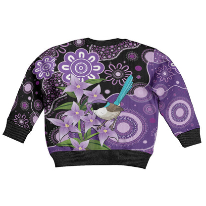 Australia Epilepsy Support Kid Ugly Christmas Sweater Purple-crowned Fairywren Boronia Aboriginal