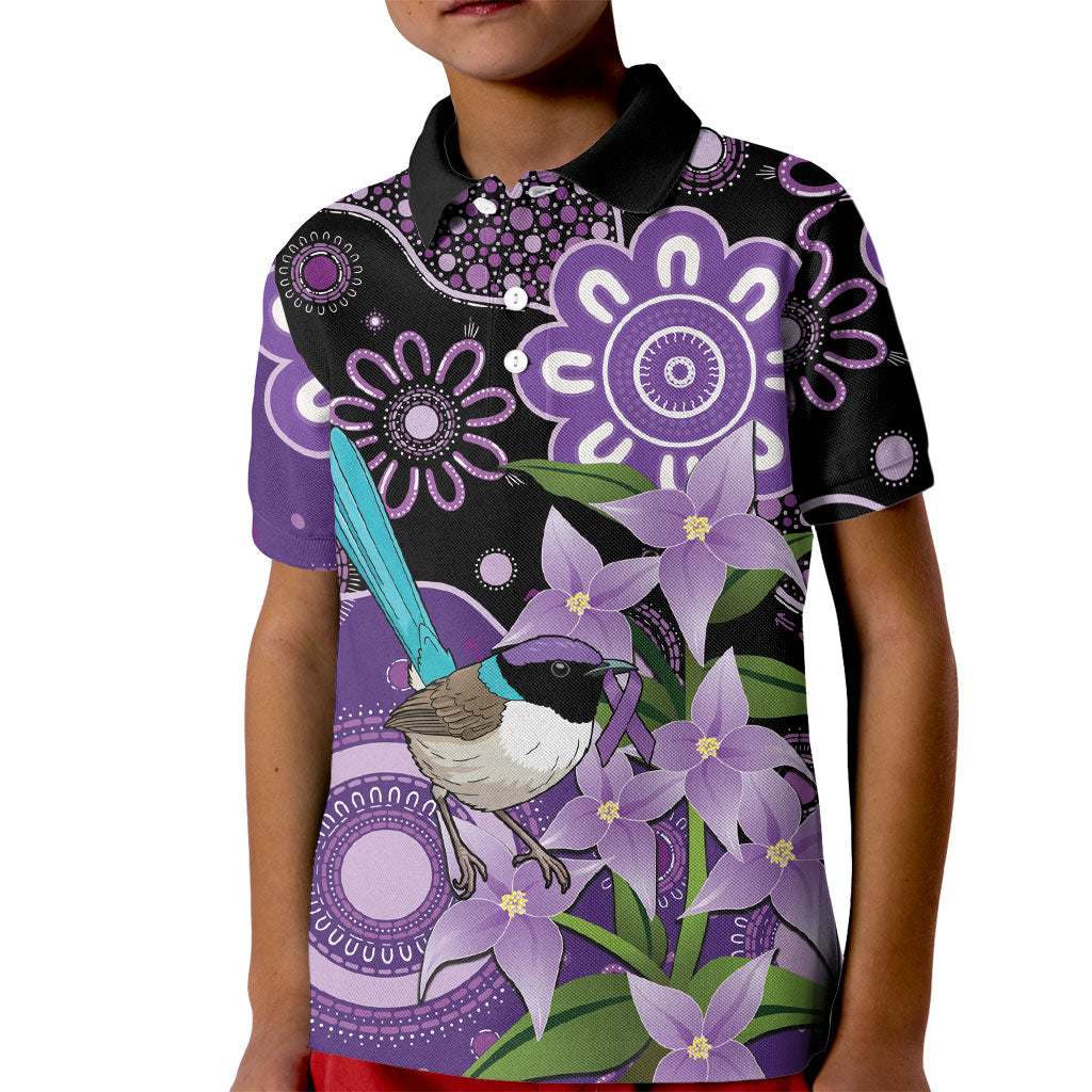 Australia Epilepsy Support Kid Polo Shirt Purple-crowned Fairywren Boronia Aboriginal