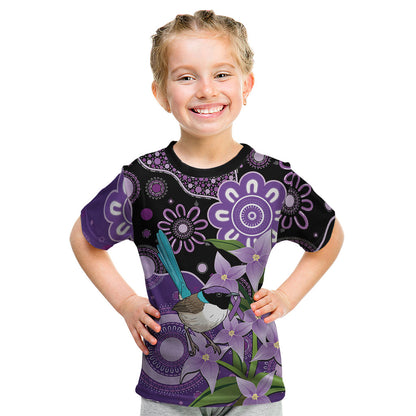 Australia Epilepsy Support Kid T Shirt Purple-crowned Fairywren Boronia Aboriginal