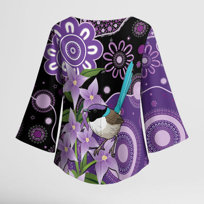Australia Epilepsy Support Kimono Sleeve Blouse Purple-crowned Fairywren Boronia Aboriginal