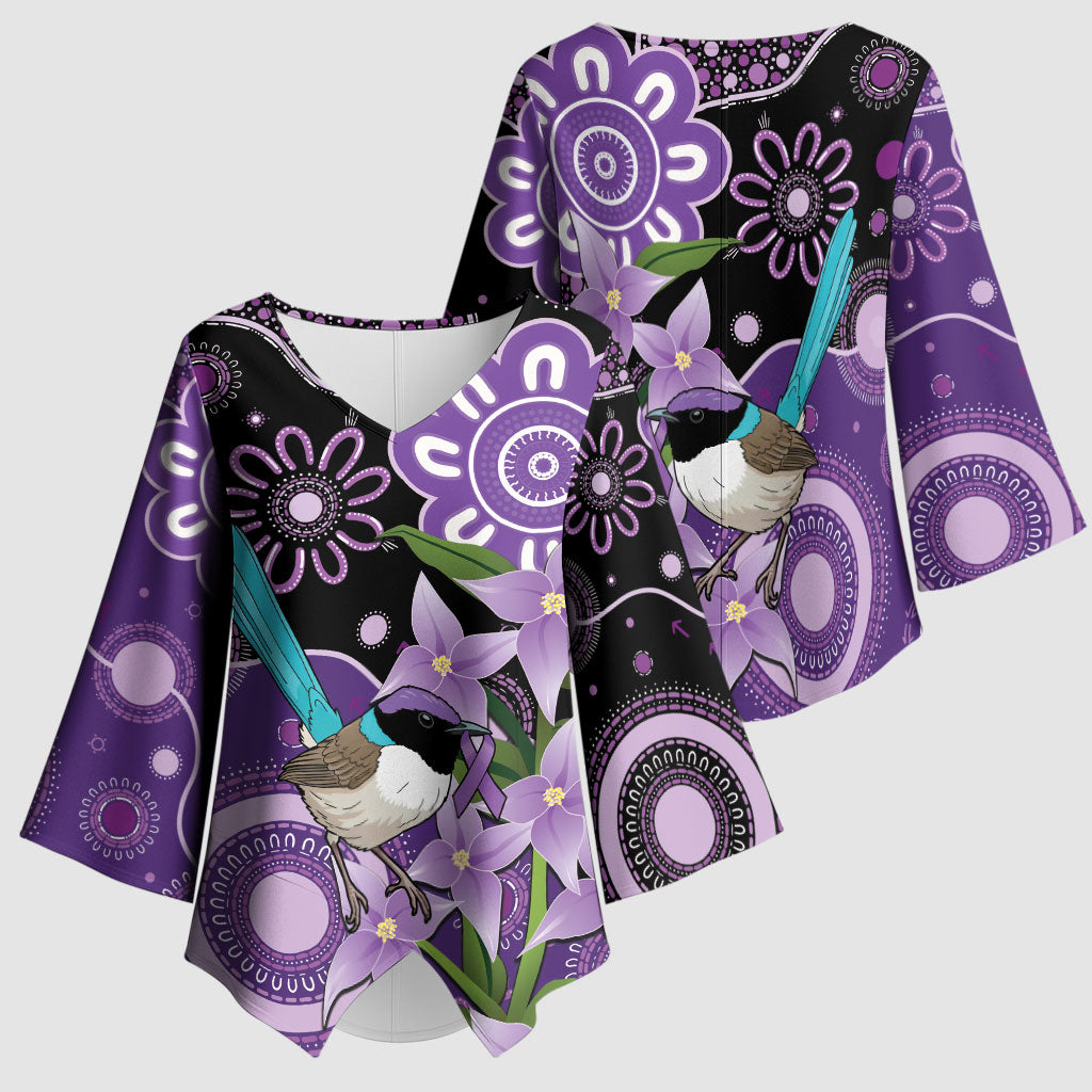 Australia Epilepsy Support Kimono Sleeve Blouse Purple-crowned Fairywren Boronia Aboriginal