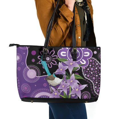 Australia Epilepsy Support Leather Tote Bag Purple-crowned Fairywren Boronia Aboriginal