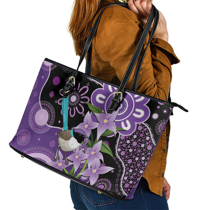 Australia Epilepsy Support Leather Tote Bag Purple-crowned Fairywren Boronia Aboriginal