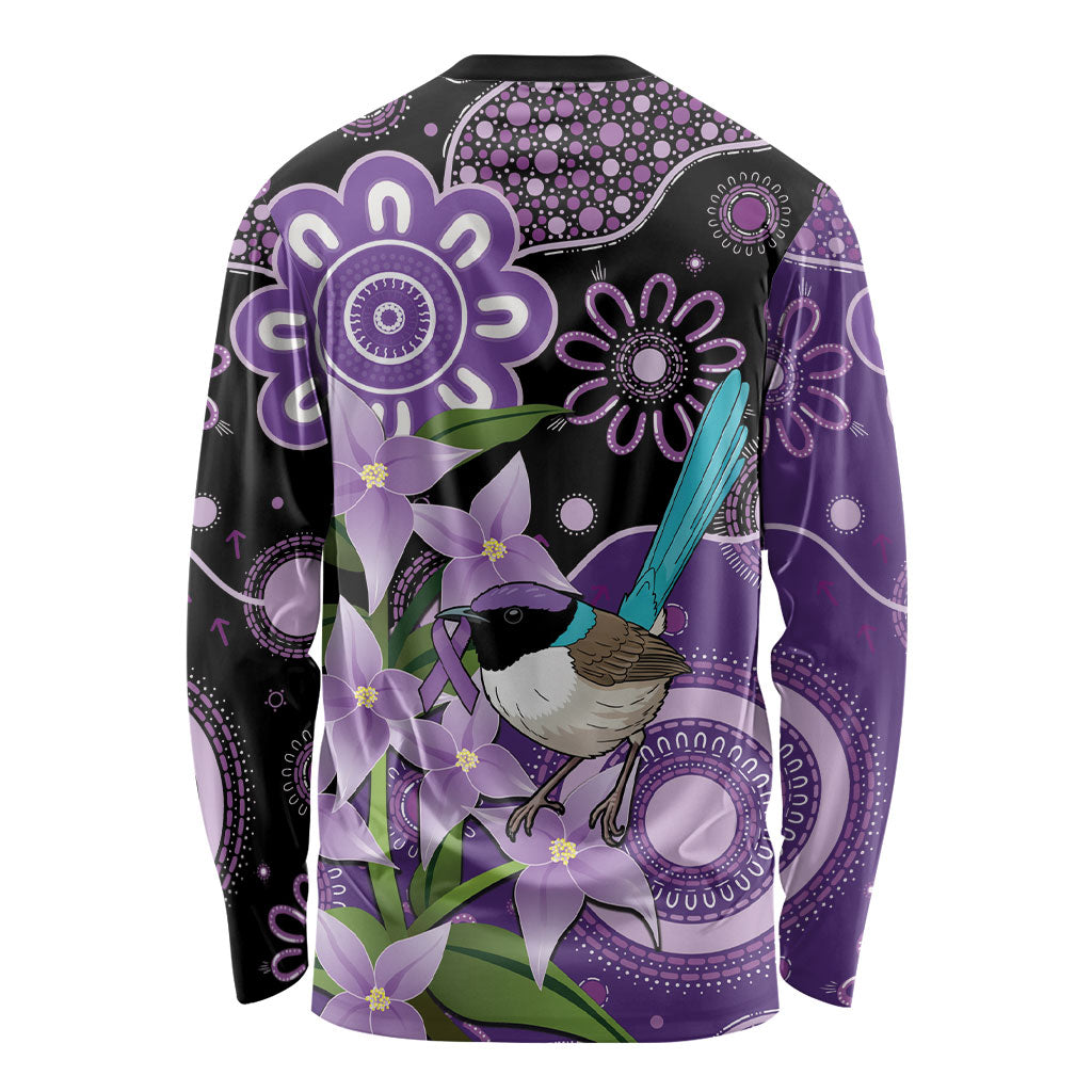 Australia Epilepsy Support Long Sleeve Shirt Purple-crowned Fairywren Boronia Aboriginal