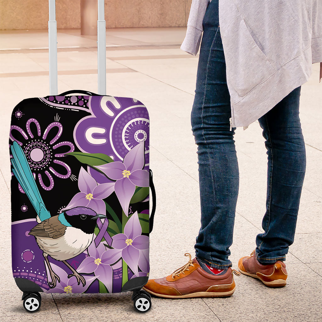 Australia Epilepsy Support Luggage Cover Purple-crowned Fairywren Boronia Aboriginal