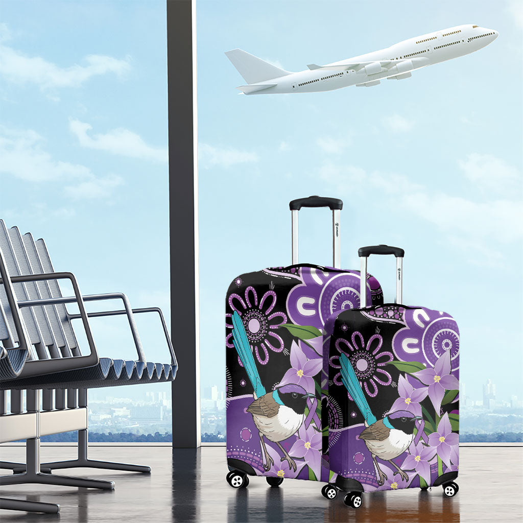 Australia Epilepsy Support Luggage Cover Purple-crowned Fairywren Boronia Aboriginal