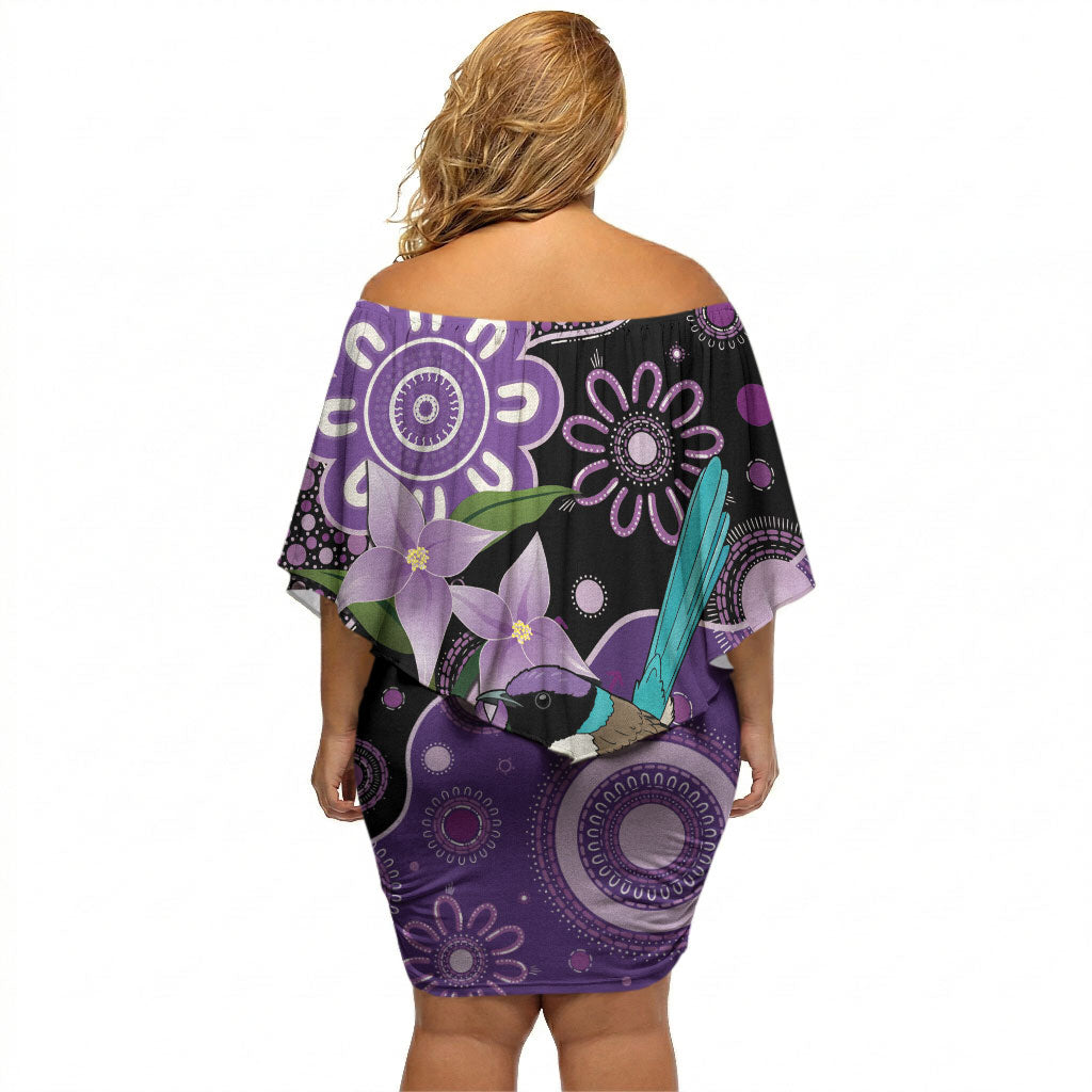 Australia Epilepsy Support Off Shoulder Short Dress Purple-crowned Fairywren Boronia Aboriginal