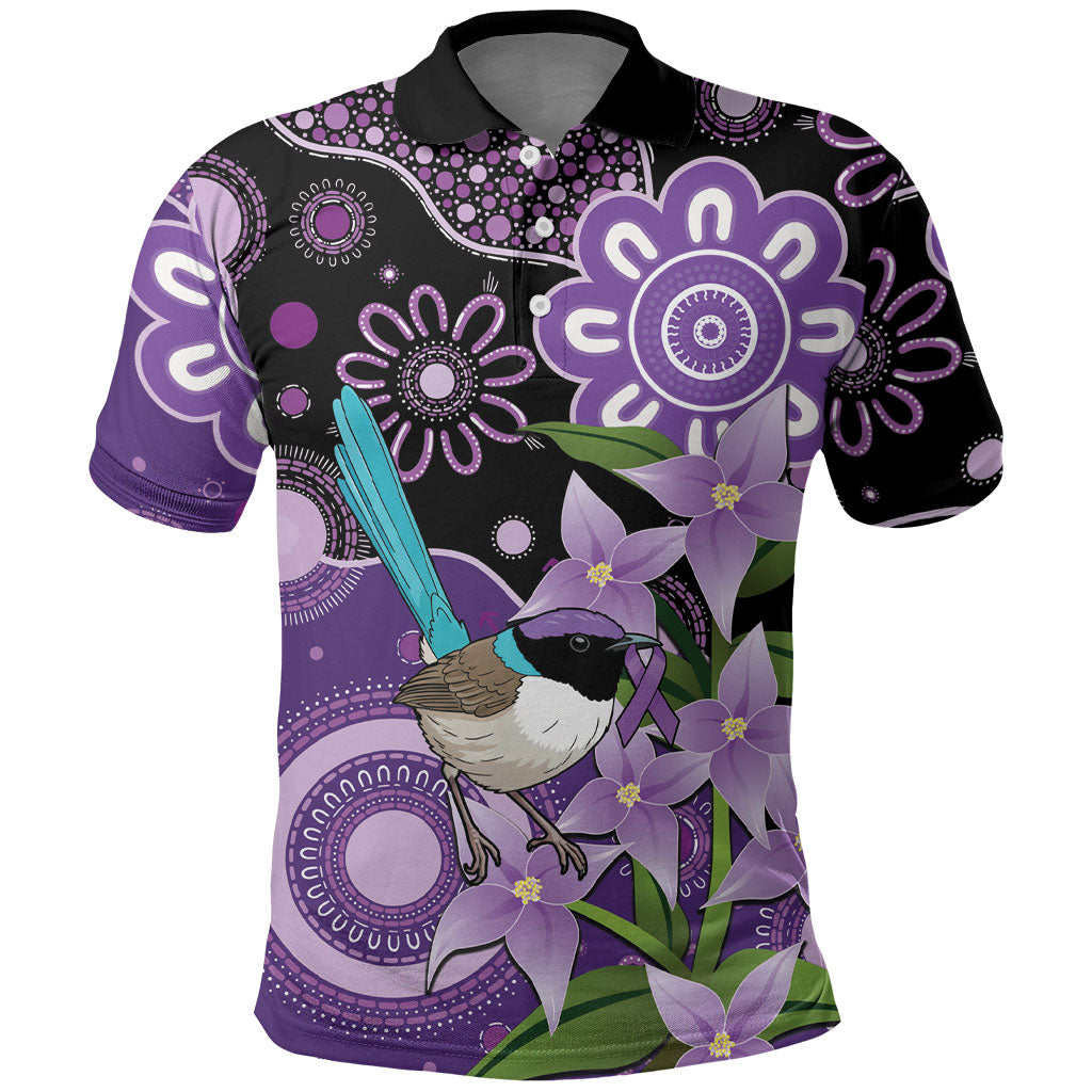 Australia Epilepsy Support Polo Shirt Purple-crowned Fairywren Boronia Aboriginal